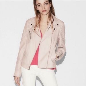 Express Light Pink Leather Moto Jacket